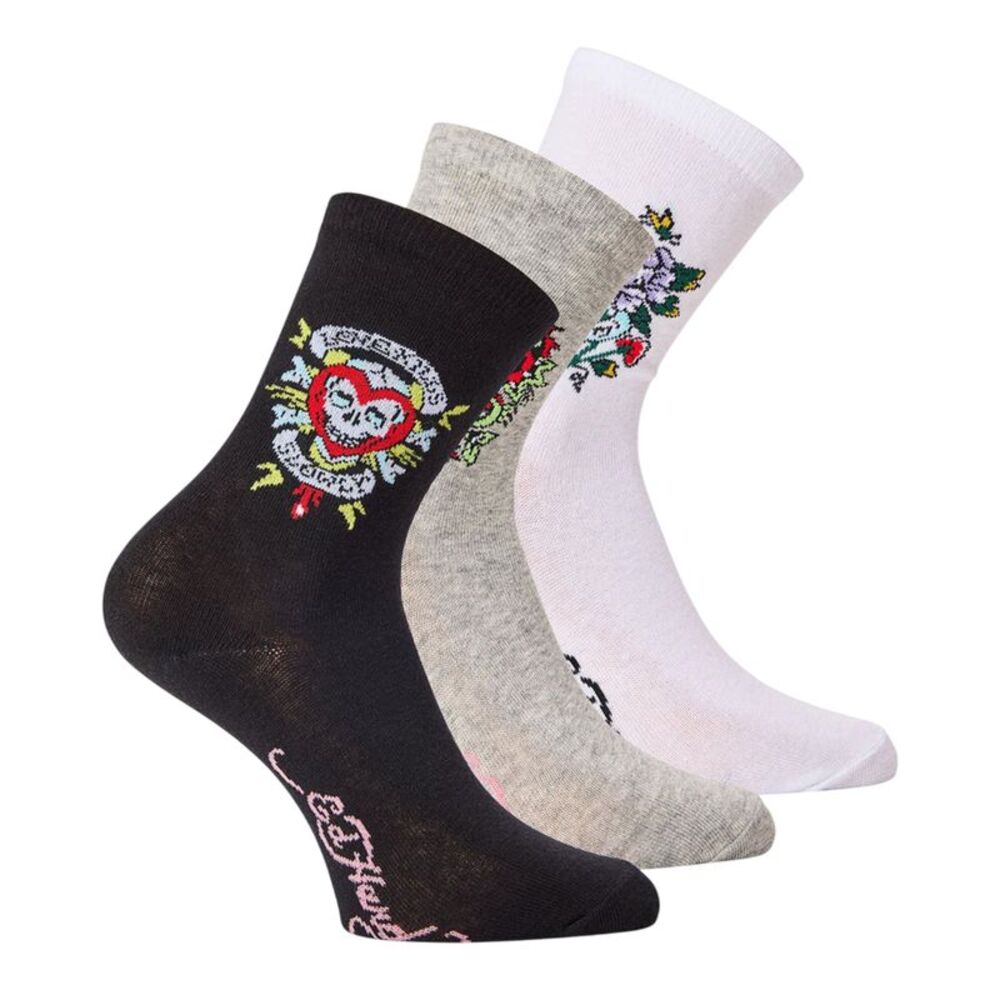 Ed Hardy Womens/Ladies Crew Socks (Pack of 3) / Multicolored
